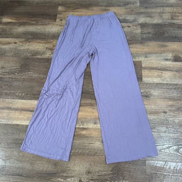 Wiwi Lavender Purple Wide-Leg Pull-on Pants Bamboo Comfort Size M Casual FLAWS - Picture 2 of 10
